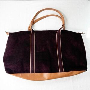 DSW Burgundy Corduroy Weekender Overnighter Carry On Duffle Bag